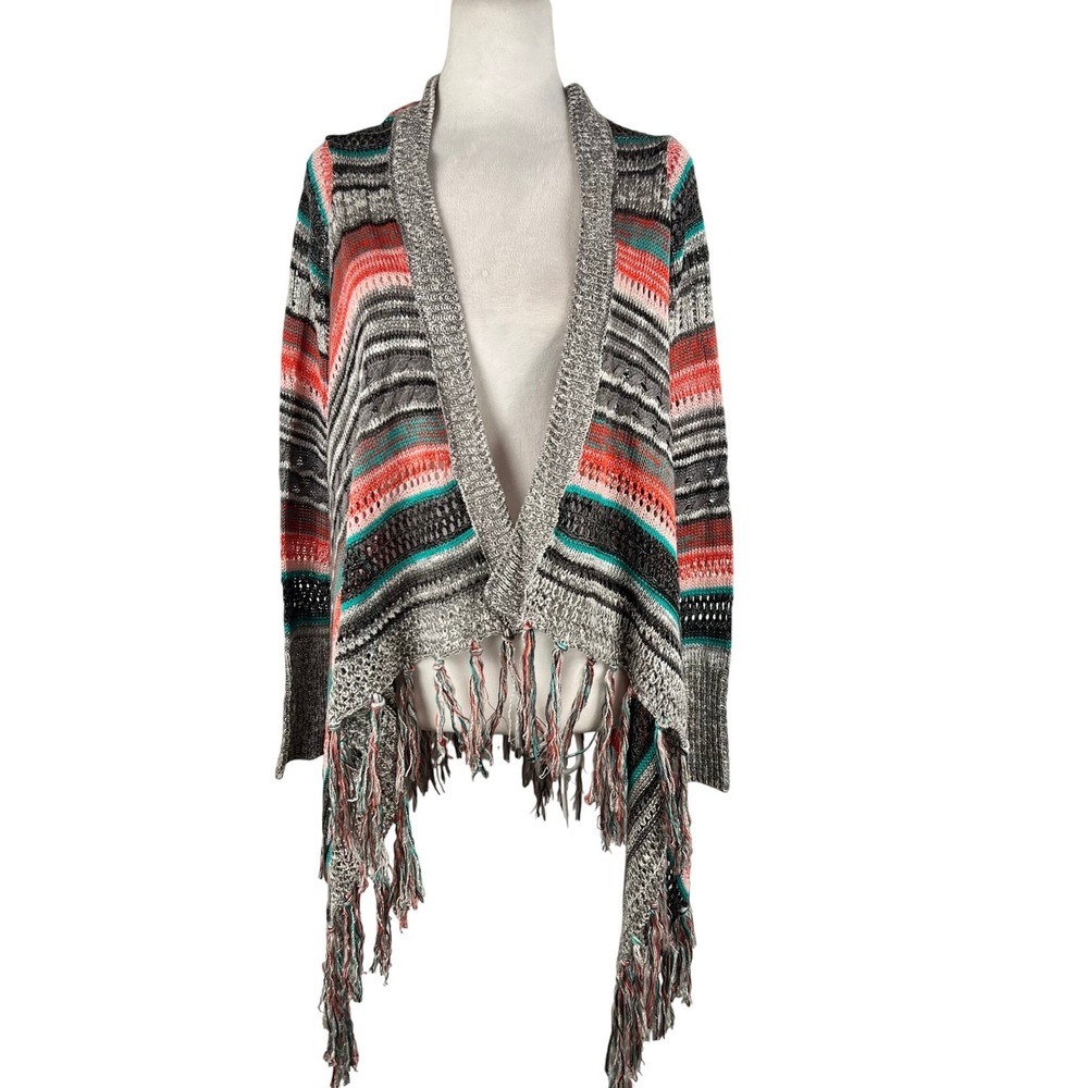 Altar'd State Western Fringe Sweater Medium Boho Crochet Knit Aztec Indie Layers